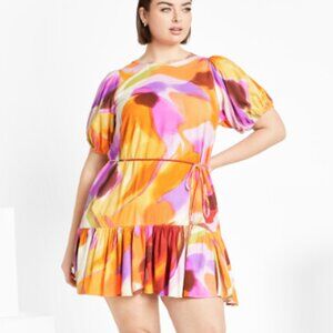 City Chic Esme Print Dress | Floral Minidress | Plus Size (Size‎ 16)